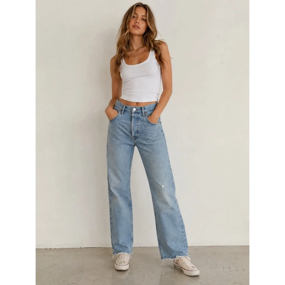 AGOLDE 90's Mid Rise Loose Fit Jeans Light Wash Organic Cotton 25